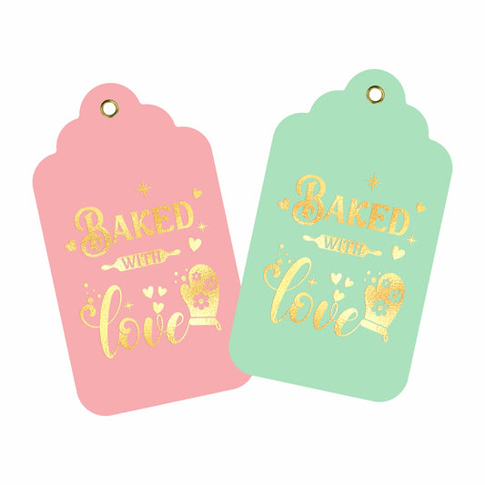Baked With Love Premium Tags Gold Foil With Eyelet