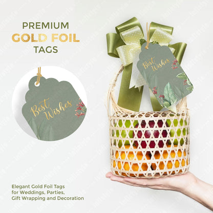 Best Wishes Tags Gold Foil Tags