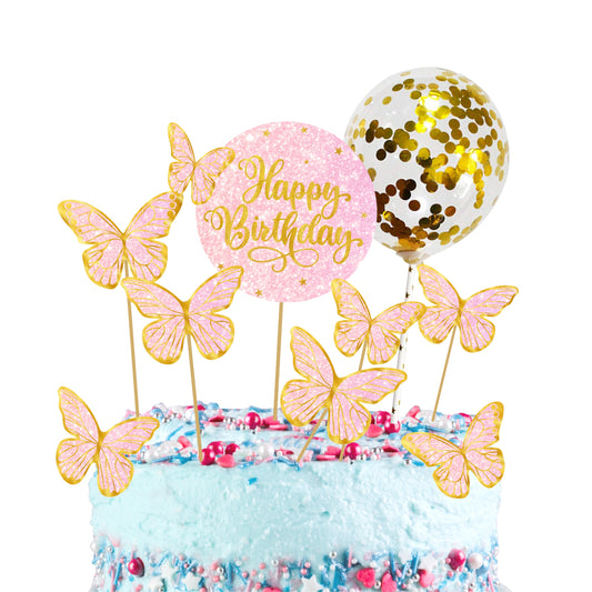 Butterfly Cake Topper Set for Birthday