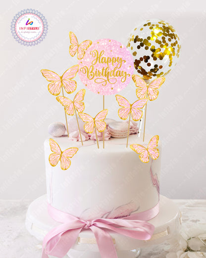 Butterfly Cake Topper Set for Birthday