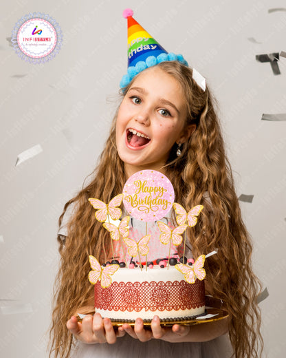 Butterfly Cake Toppers 8 Butterfly 1 Happy Birthday Party Decoration Cake Topper (PCT-05)