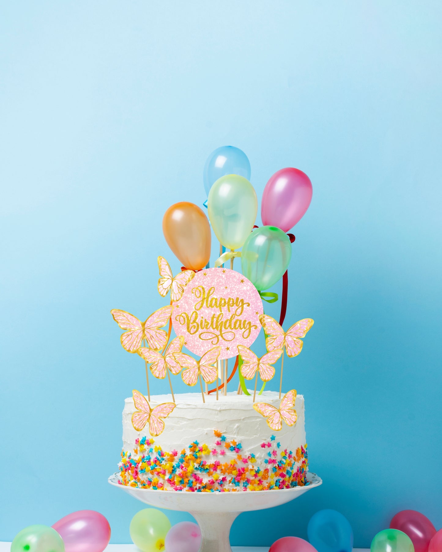 Butterfly Cake Toppers 8 Butterfly 1 Happy Birthday Party Decoration Cake Topper (PCT-05)