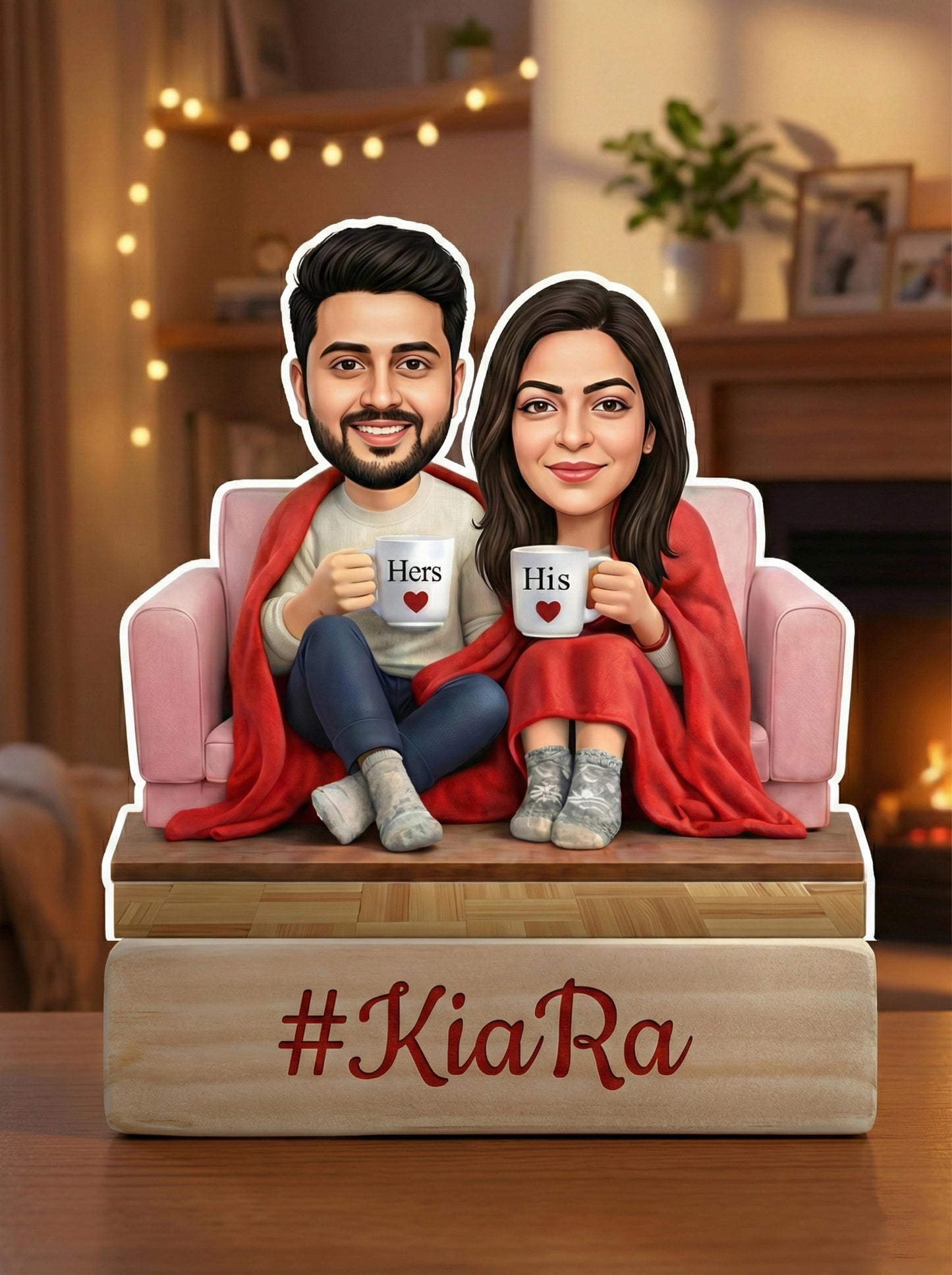 Valentine’s Day Cozy Couple Personalized Caricature Gift