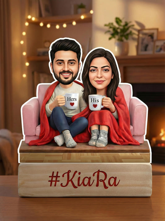 Valentine’s Day Cozy Couple Personalized Caricature Gift