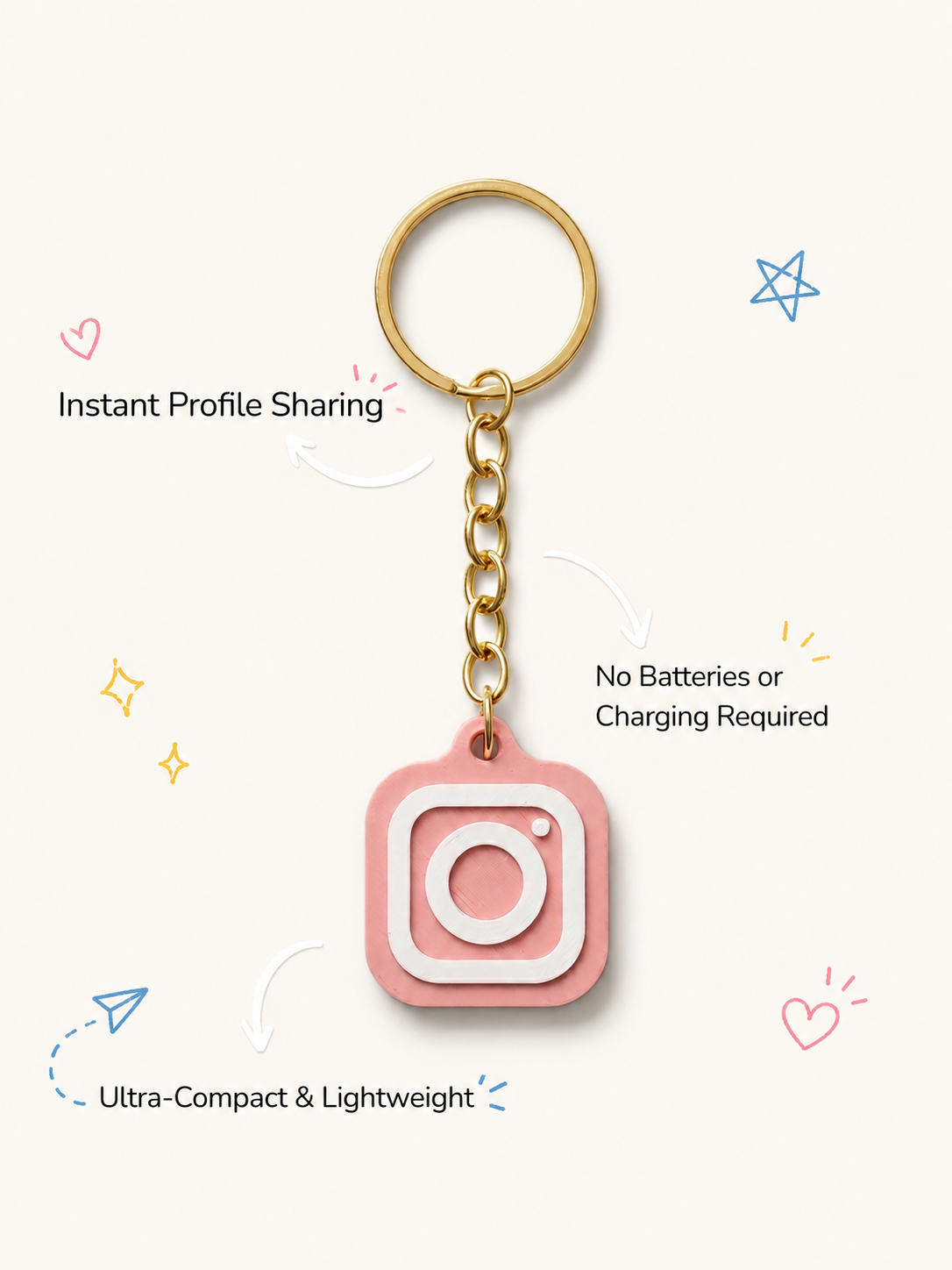 Custom 3D Printed NFC Instagram Keychain