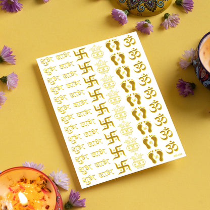 Diwali Golden Resin Stickers Transparent