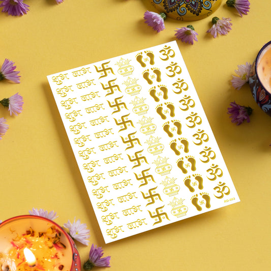 Diwali Stickers Golden Resin Stickers For Resin Craft Transparent Stickers Gold Embossed Transparent Stickers D3