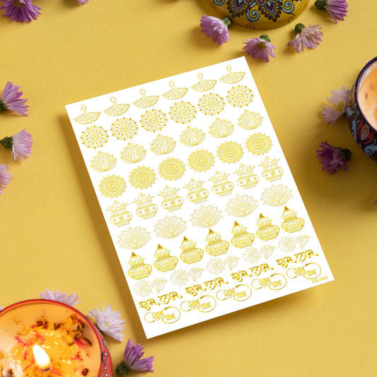 Diwali Stickers Golden Resin Stickers For Resin Craft Transparent Stickers Gold Embossed Transparent Stickers D5