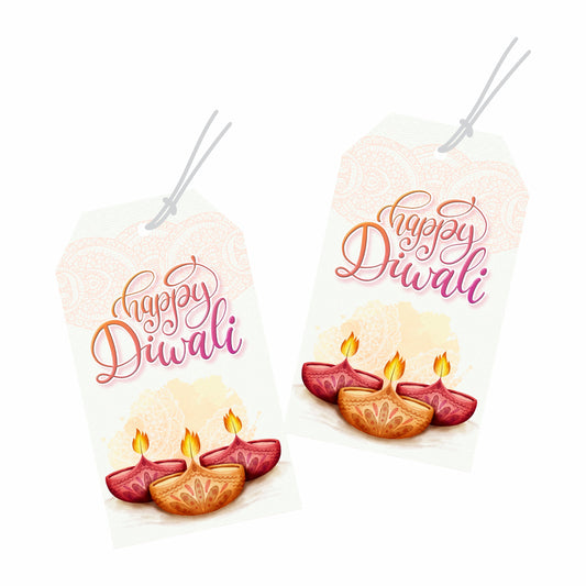 Happy Diwali Tags Unique Die Cut Shape Happy Diwali Tags