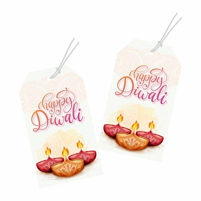 Happy Diwali Tags Unique Die Cut Shape Happy Diwali Tags