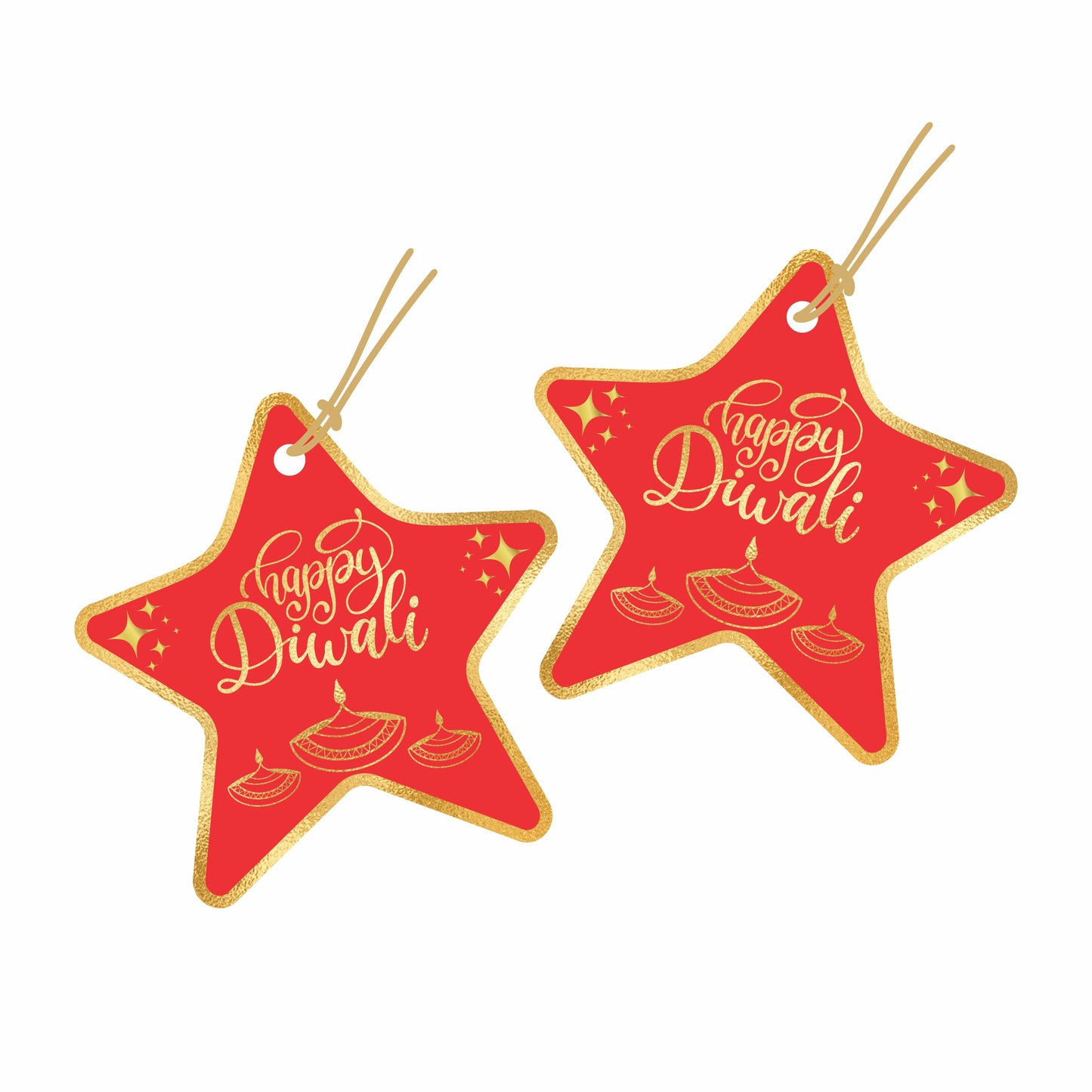 Happy Diwali Star Shape Gift Tags
