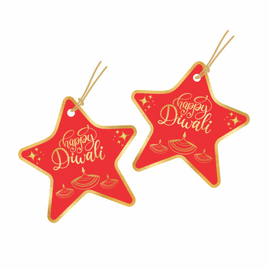 Happy Diwali Star Shape Gift Tags