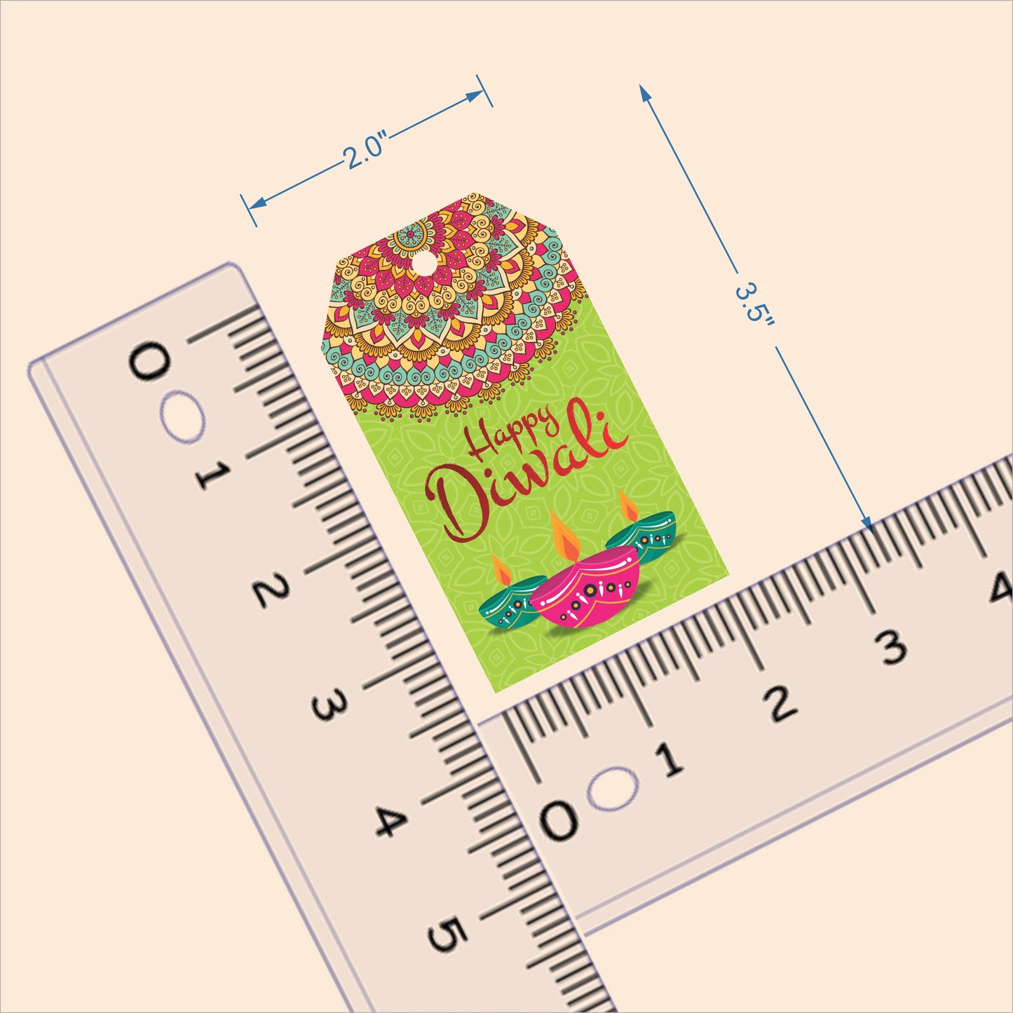 Happy Diwali Die Cut Shape 4 Gift Tags