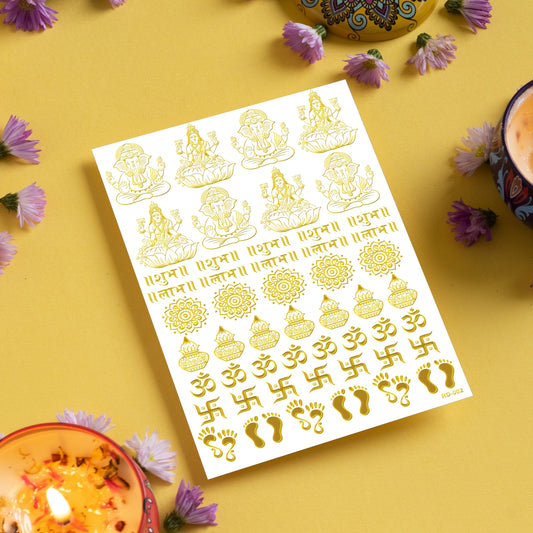 Diwali Stickers Golden Resin Stickers For Resin Craft Transparent Stickers Gold Embossed Transparent Stickers D2