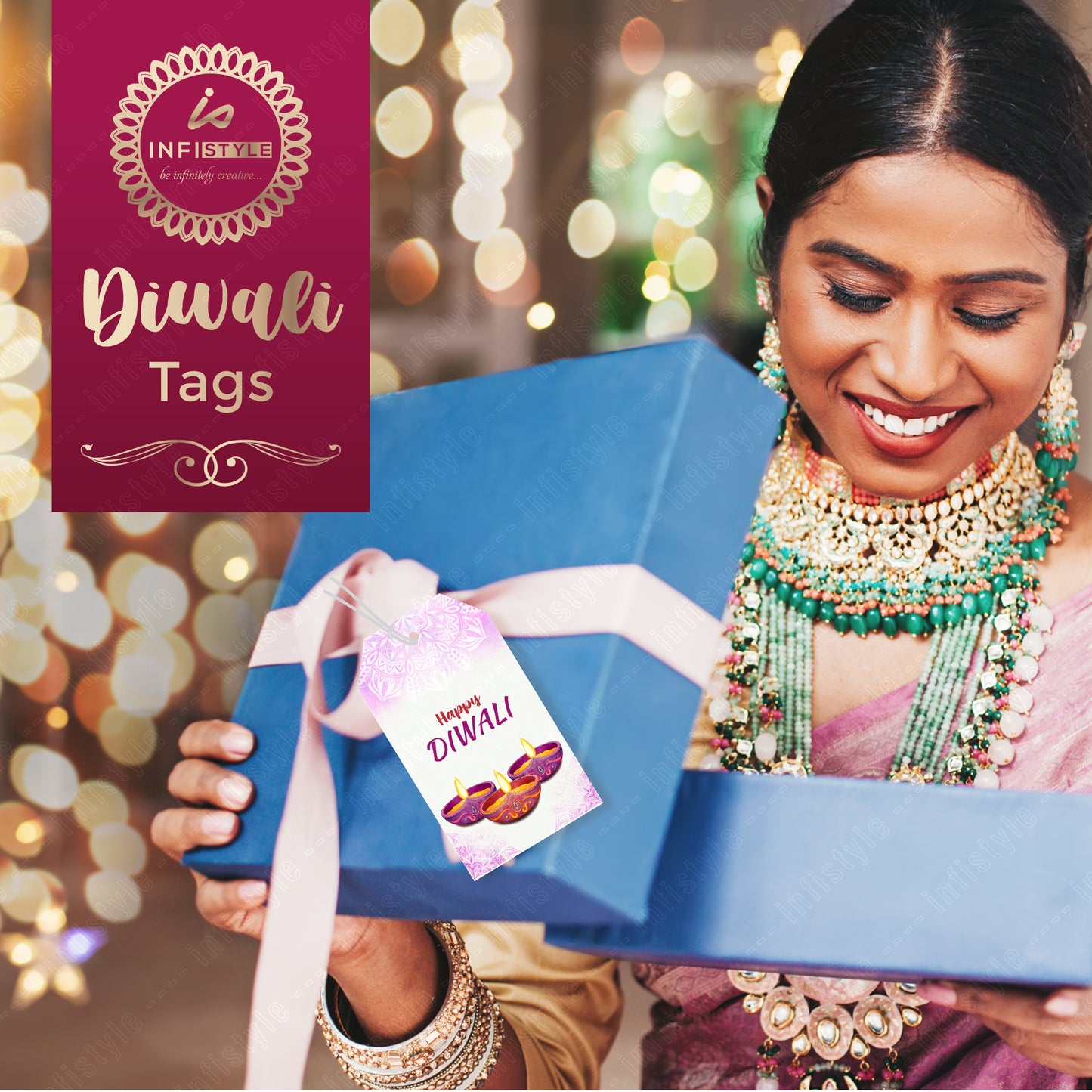 Happy Diwali Die Cut Shape Gift Tags