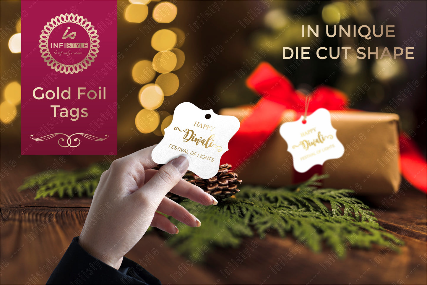 Happy Diwali Gift Tags Festival of Lights Diwali Gold Foil Tags