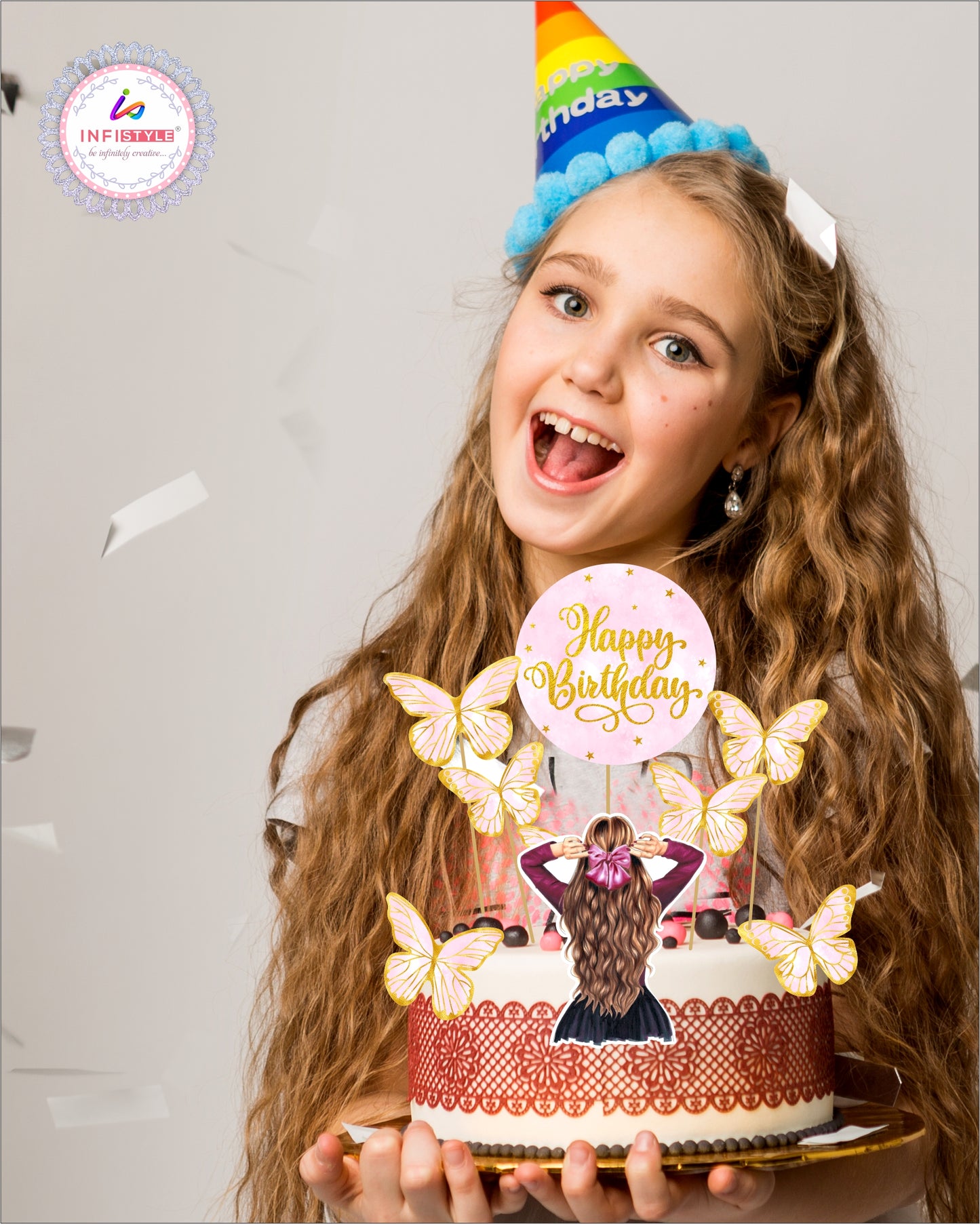 Butterfly Cake Toppers 8 Butterfly 1 Happy Birthday 1 Die Cut Cake Topper (PCT-02)