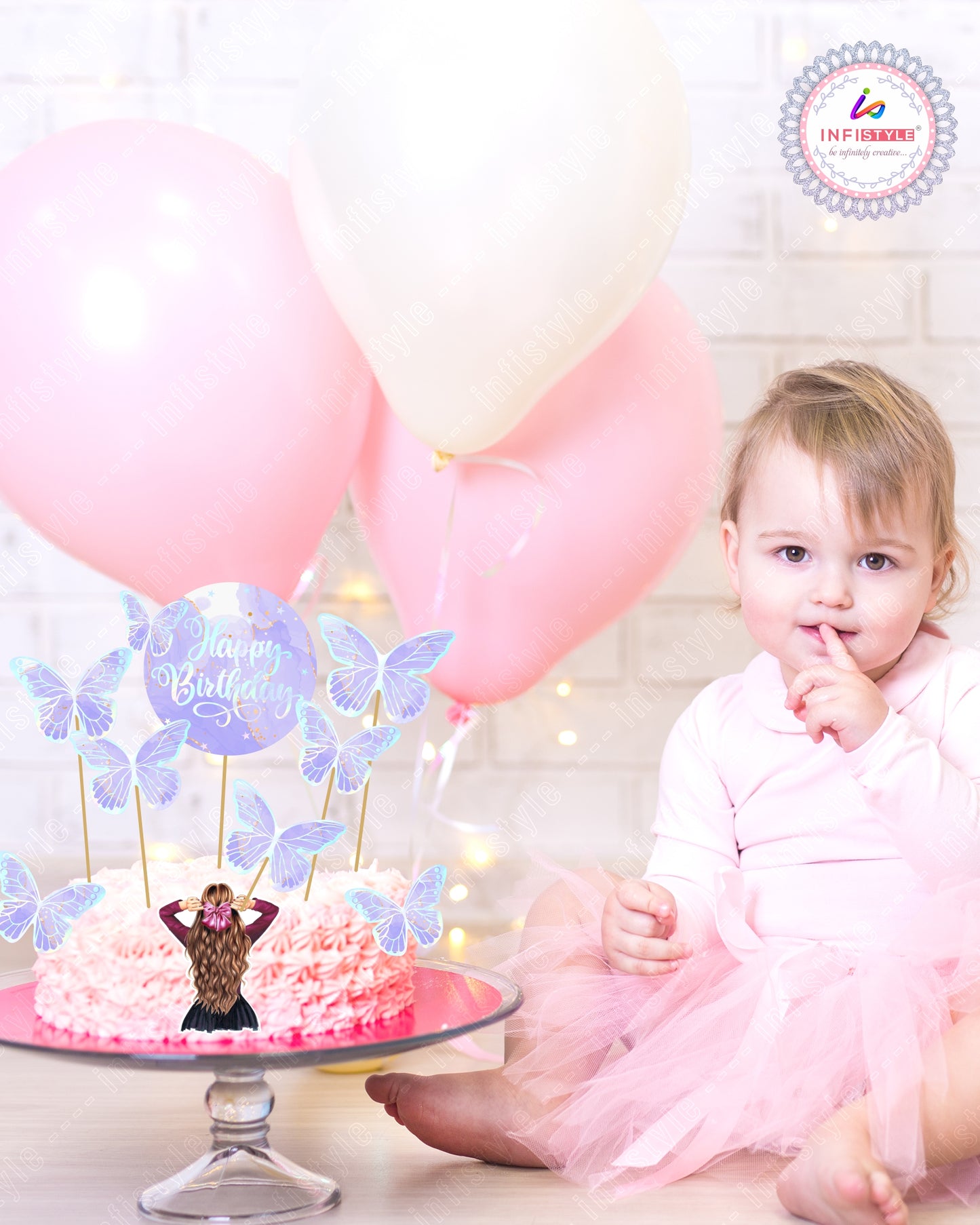 Butterfly Cake Toppers 8 Butterfly 1 Happy Birthday Party Decoration Cake Topper (PCT-03)