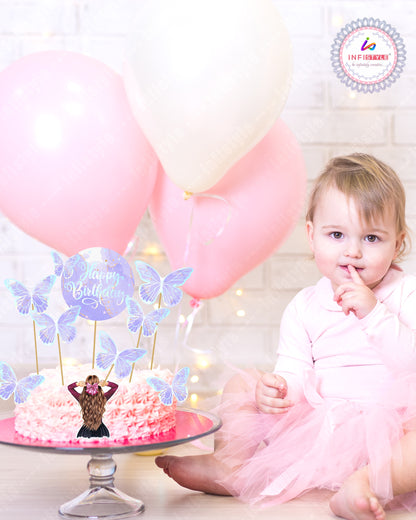 Butterfly Cake Toppers 8 Butterfly 1 Happy Birthday Party Decoration Cake Topper (PCT-03)