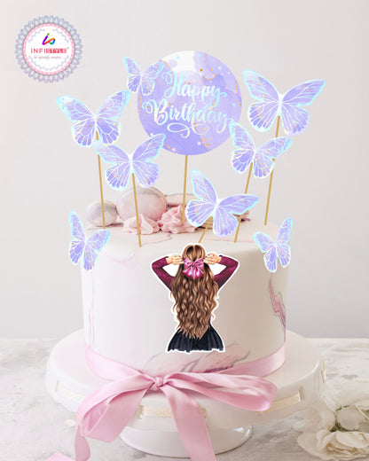 Butterfly Cake Toppers 8 Butterfly 1 Happy Birthday Party Decoration Cake Topper (PCT-03)