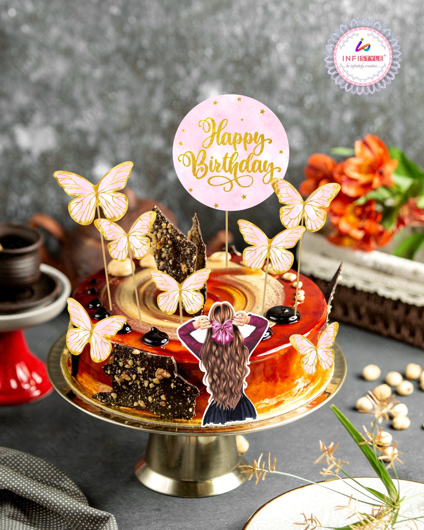 Butterfly Cake Toppers 8 Butterfly 1 Happy Birthday 1 Die Cut Cake Topper (PCT-02)