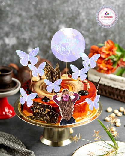 Butterfly Cake Toppers 8 Butterfly 1 Happy Birthday Party Decoration Cake Topper (PCT-03)