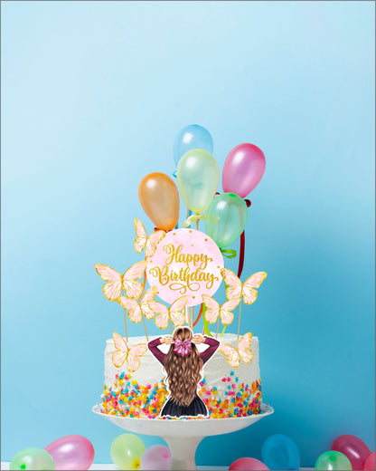Butterfly Cake Toppers 8 Butterfly 1 Happy Birthday 1 Die Cut Cake Topper (PCT-02)
