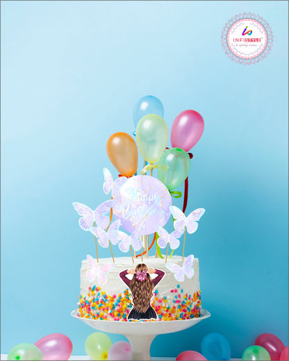 Butterfly Cake Toppers 8 Butterfly 1 Happy Birthday Party Decoration Cake Topper (PCT-03)