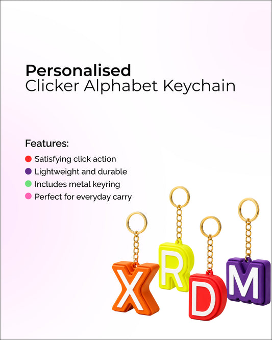 Personalised Clicker Letter Keychain Fidget Alphabet Keyring