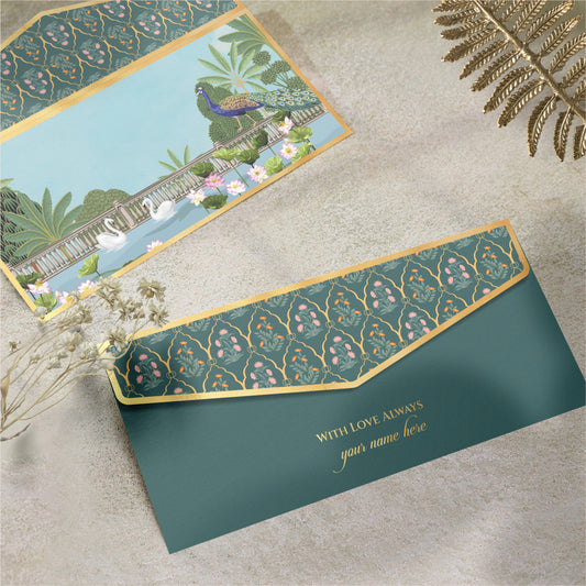 Luxury Shagun Envelope Garden Theme with Modern Gold Foil Accents