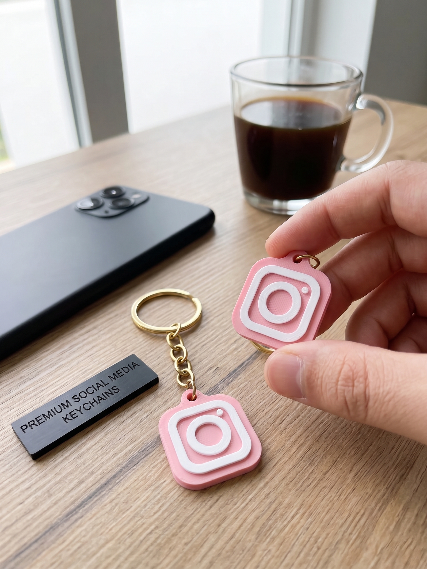 Custom 3D Printed NFC Instagram Keychain
