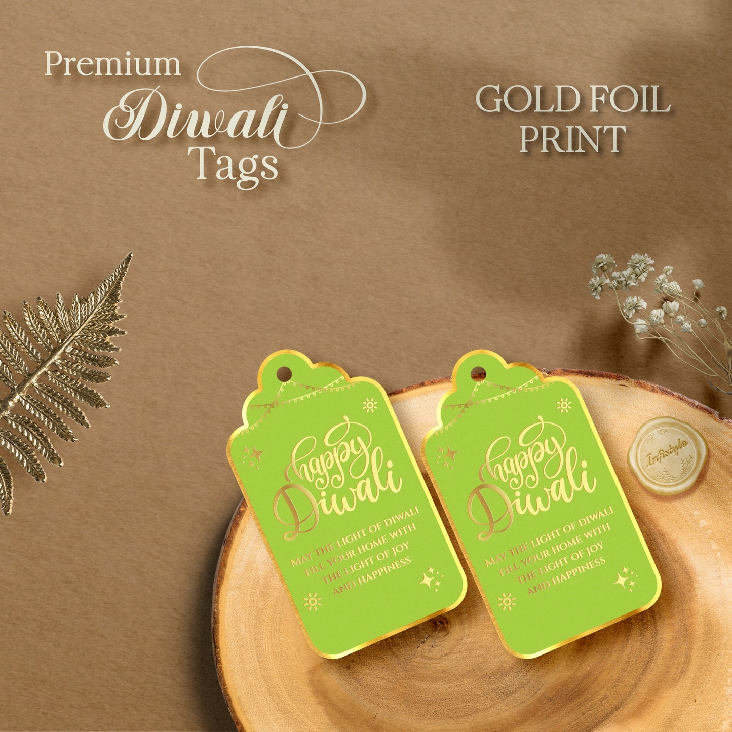 Happy Diwali Gold Foil Gift Tags