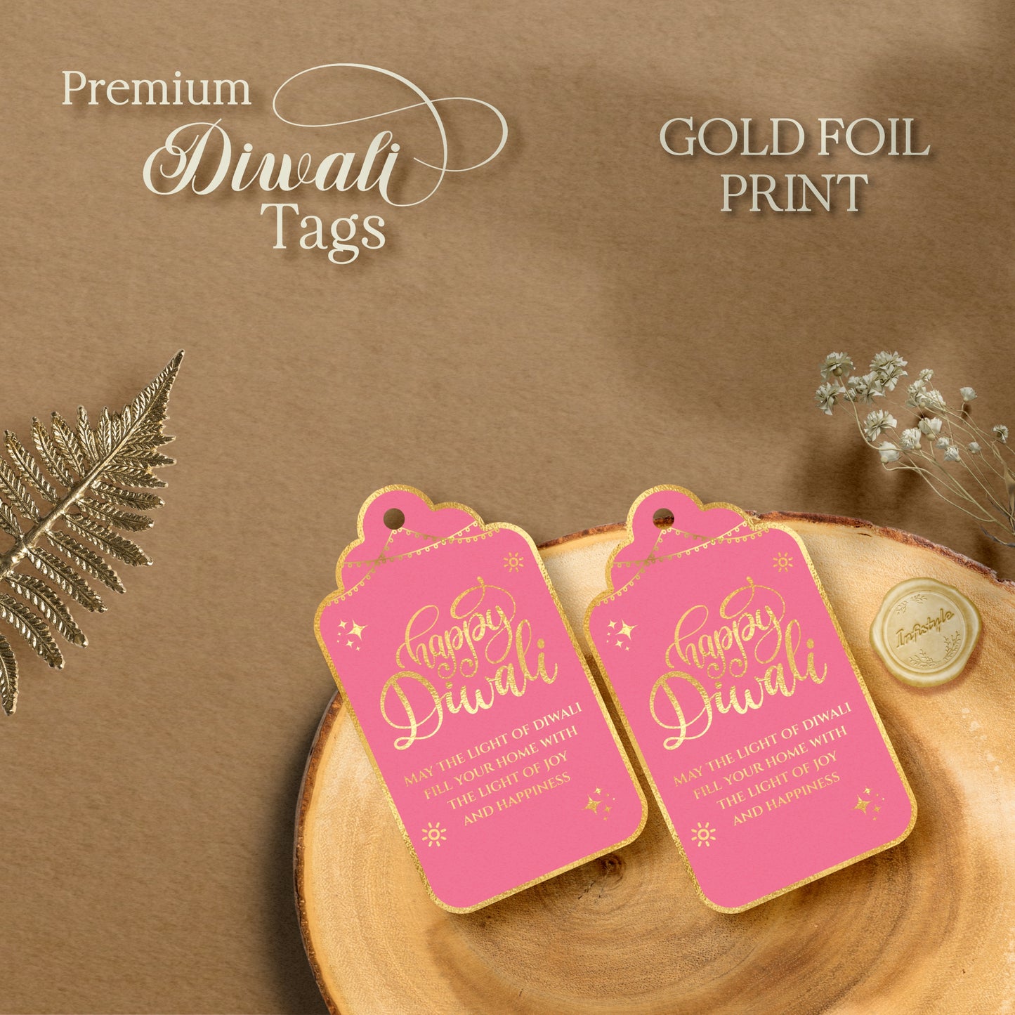 Happy Diwali Gold Foil Gift Tags