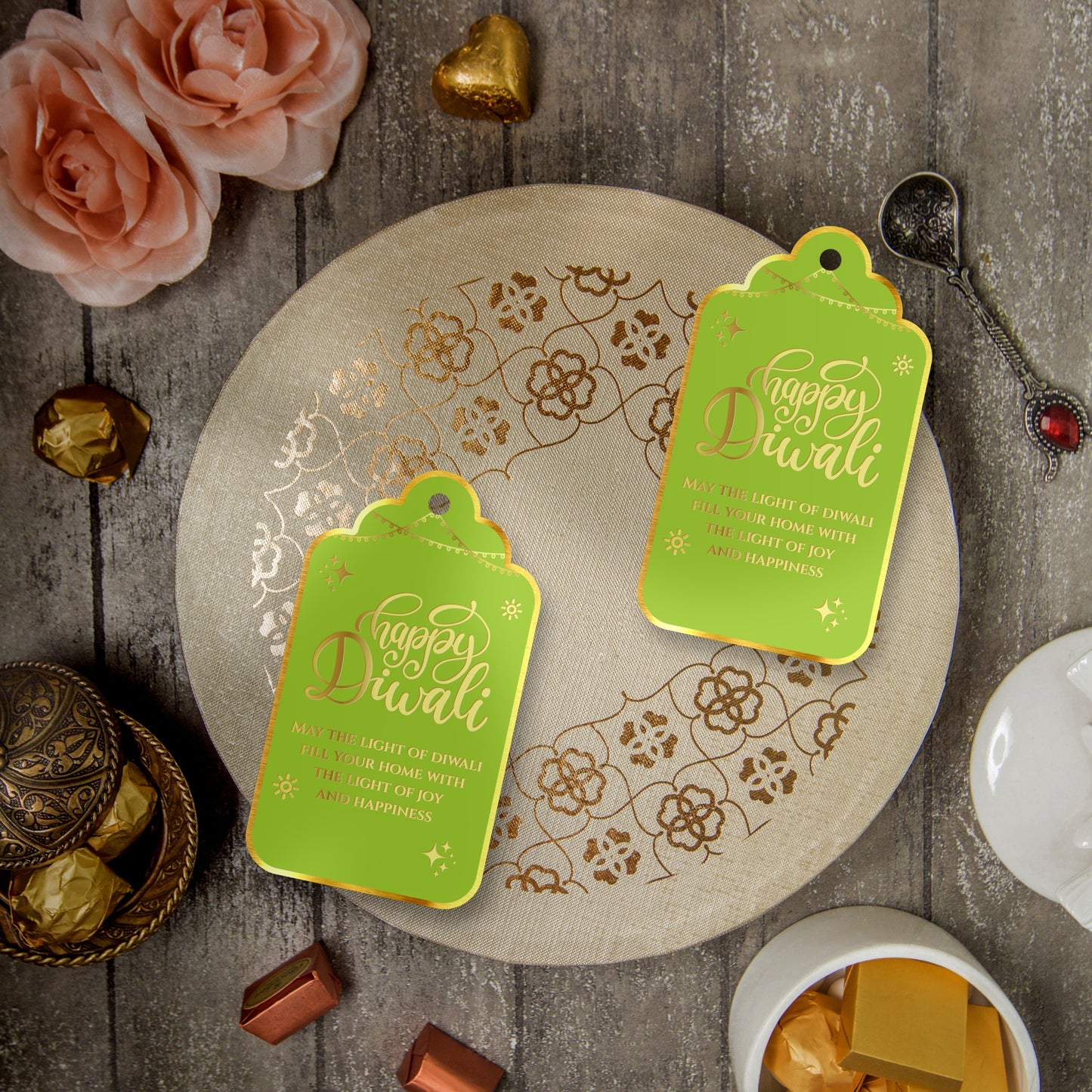 Happy Diwali Gold Foil Gift Tags