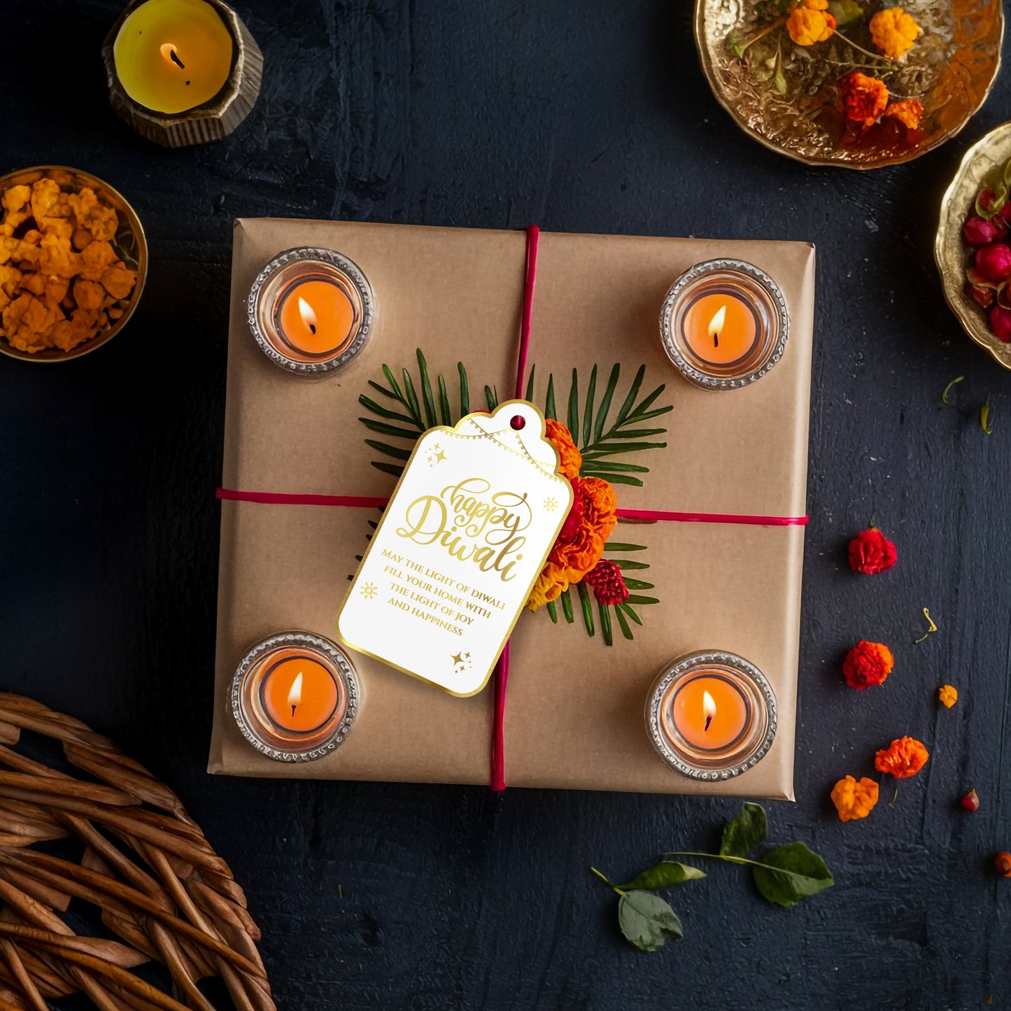 Happy Diwali Gold Foil Gift Tags