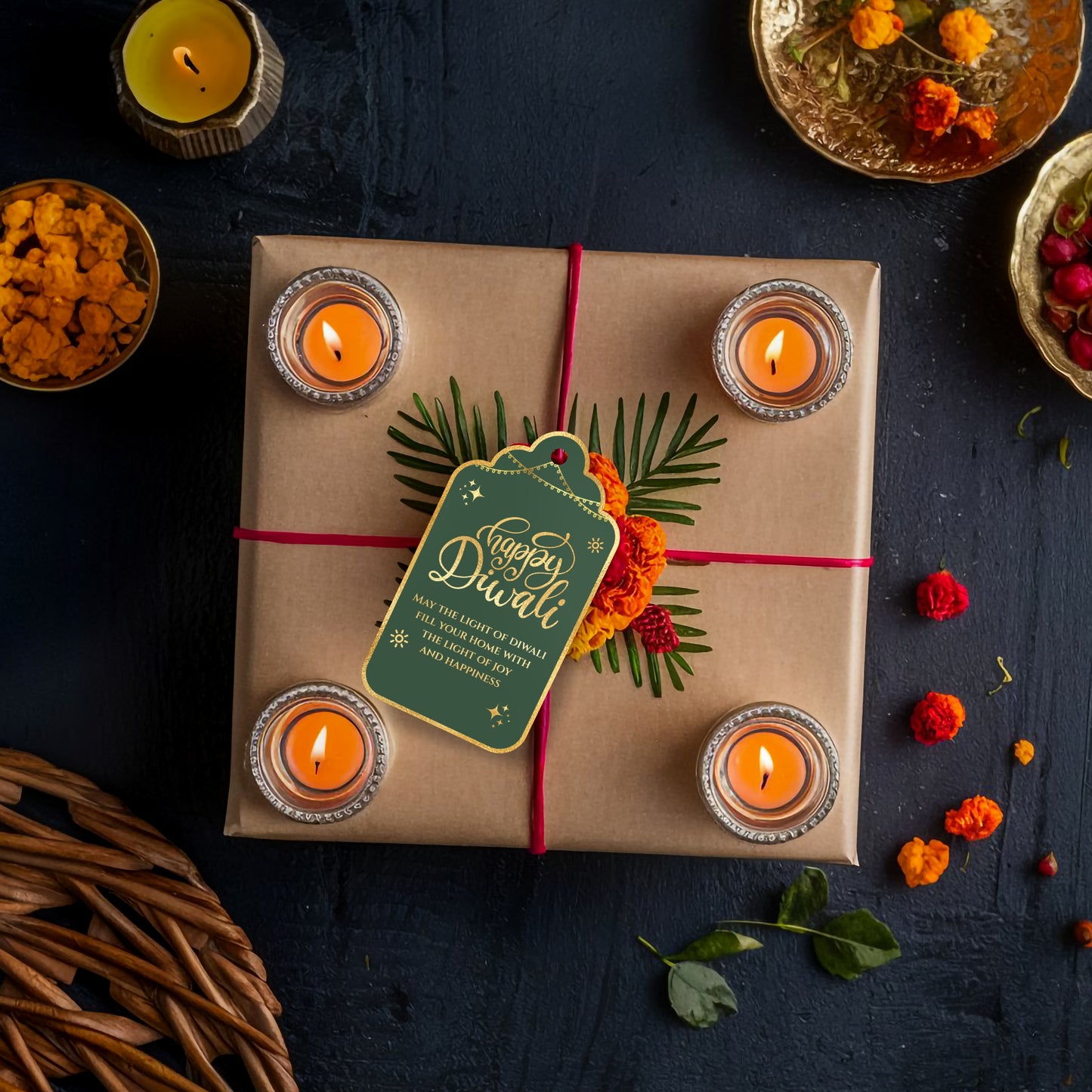 Happy Diwali Gold Foil Gift Tags