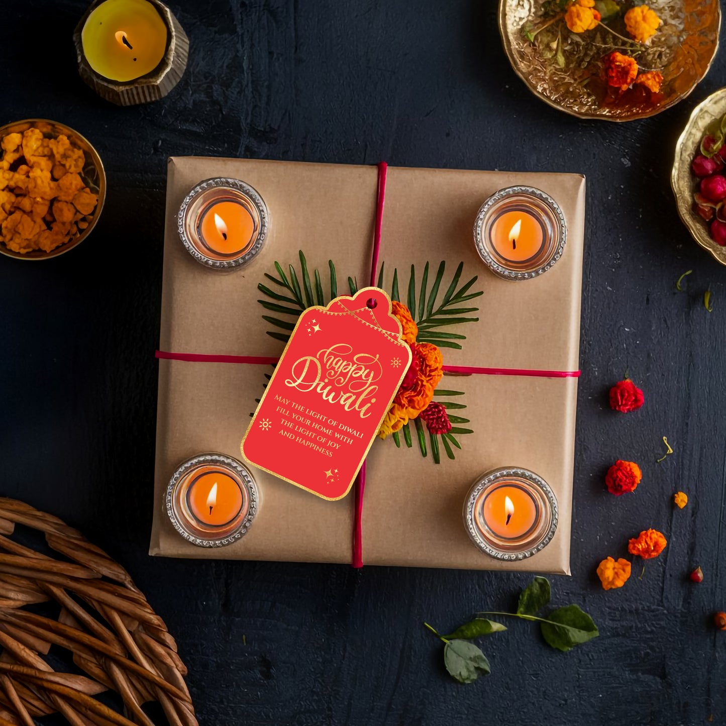 Happy Diwali Gold Foil Gift Tags
