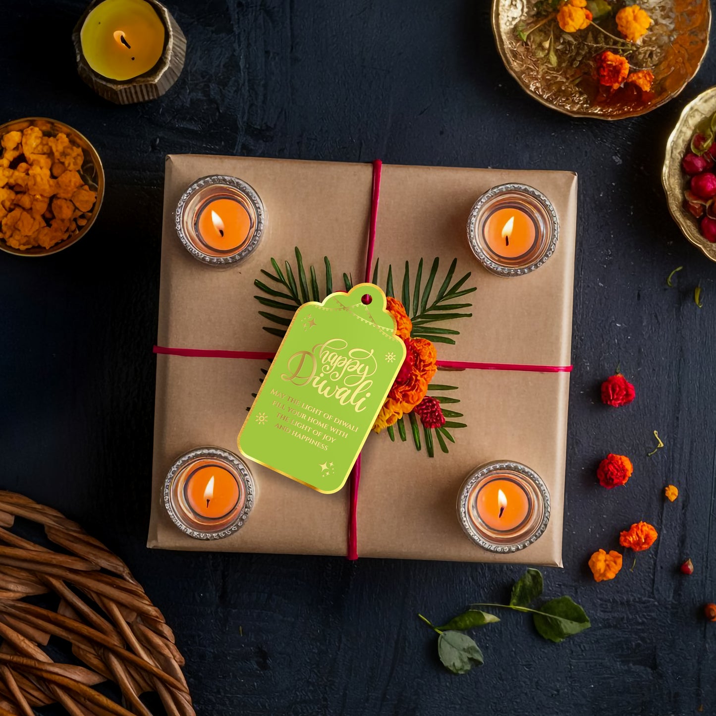Happy Diwali Gold Foil Gift Tags