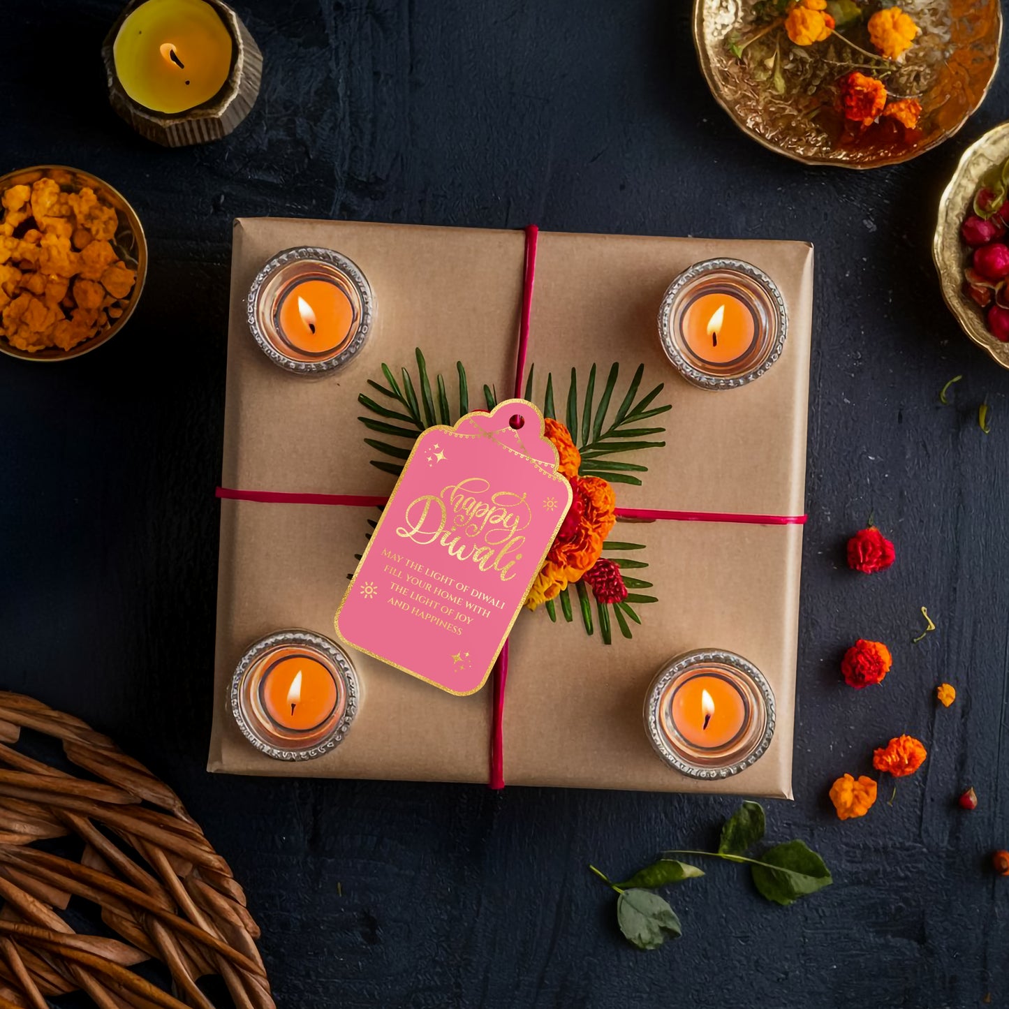 Happy Diwali Gold Foil Gift Tags