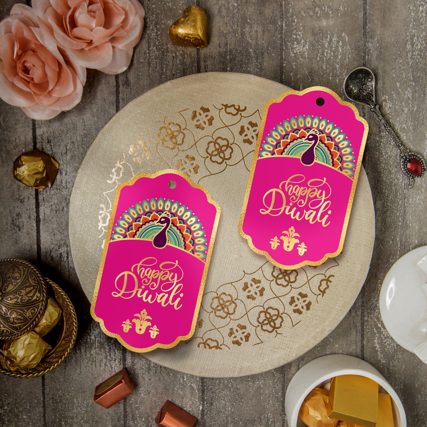 Diwali Tags Happy Diwali Gold Foil Gift Tags