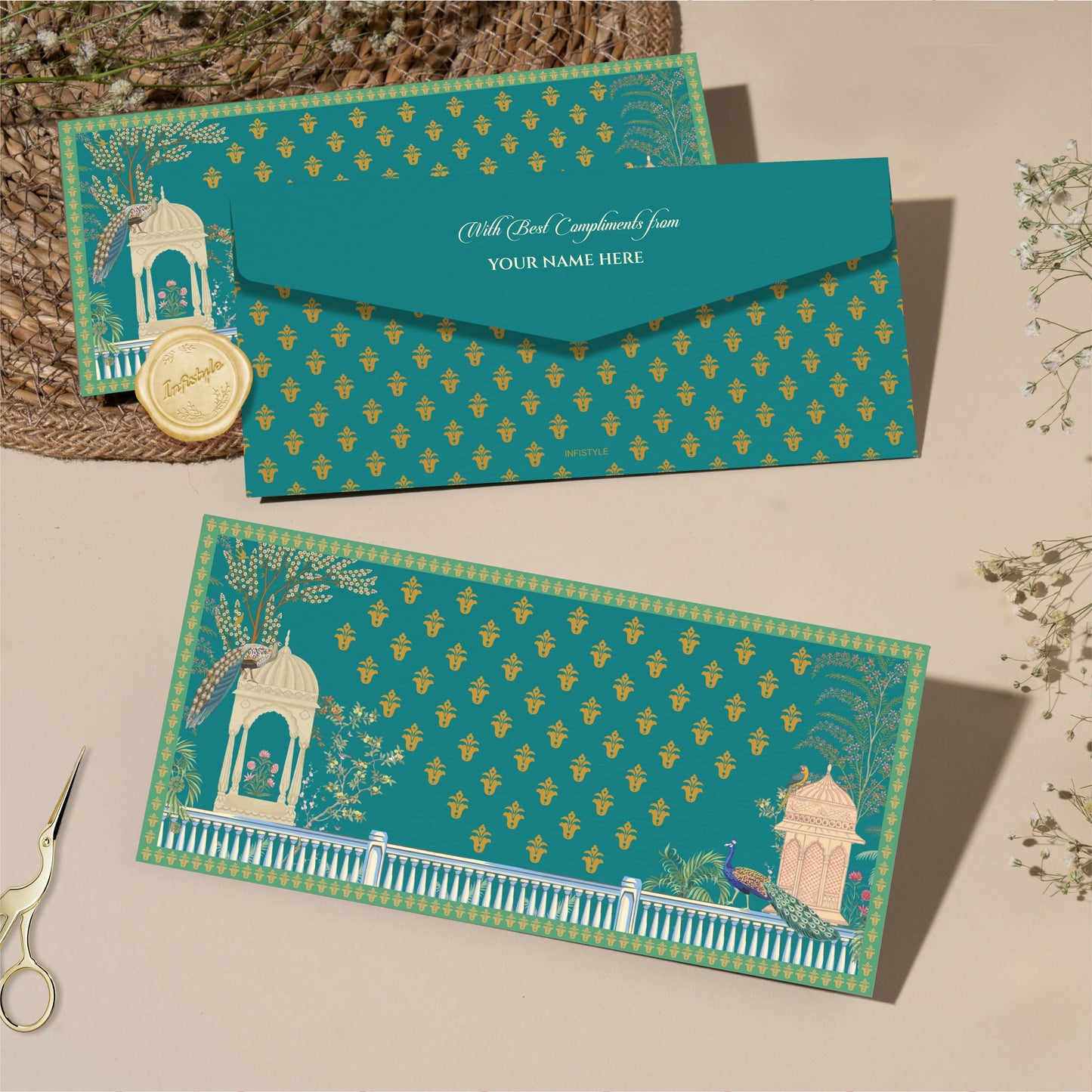 Custom Green Palace Money Envelope