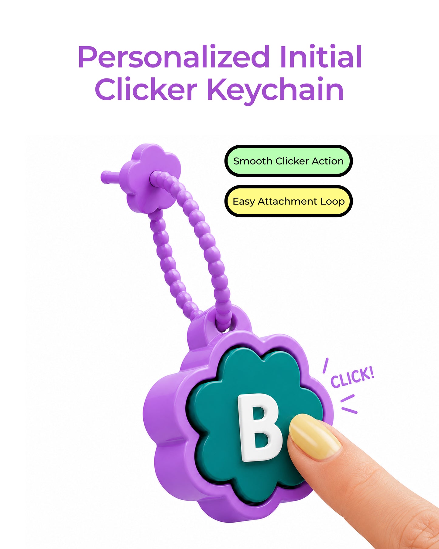 Flower Fidget Clicker Initial Keychain | Personalized A–Z Letter Keychain
