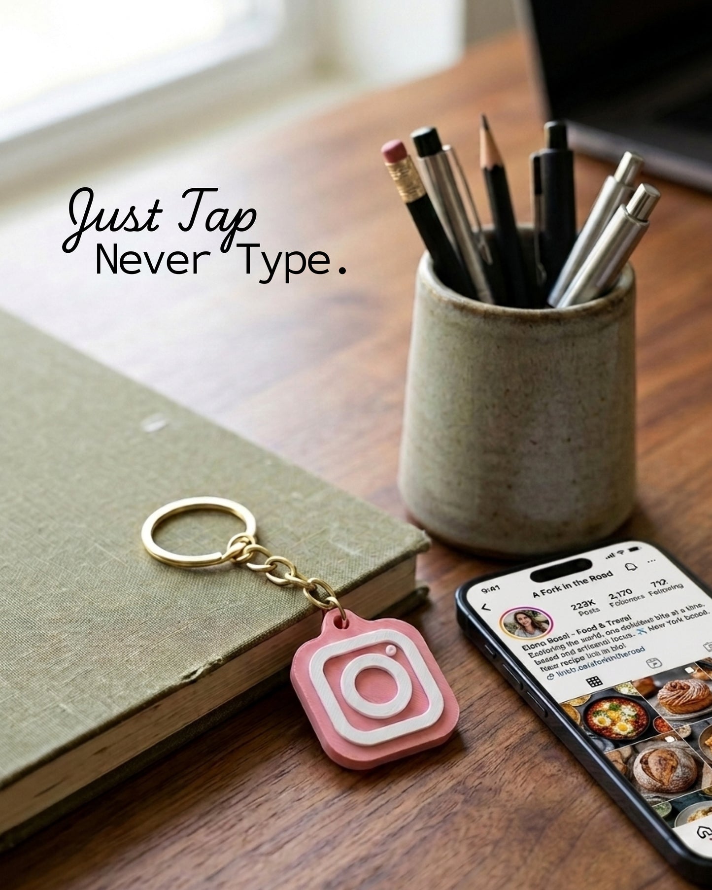 Custom 3D Printed NFC Instagram Keychain