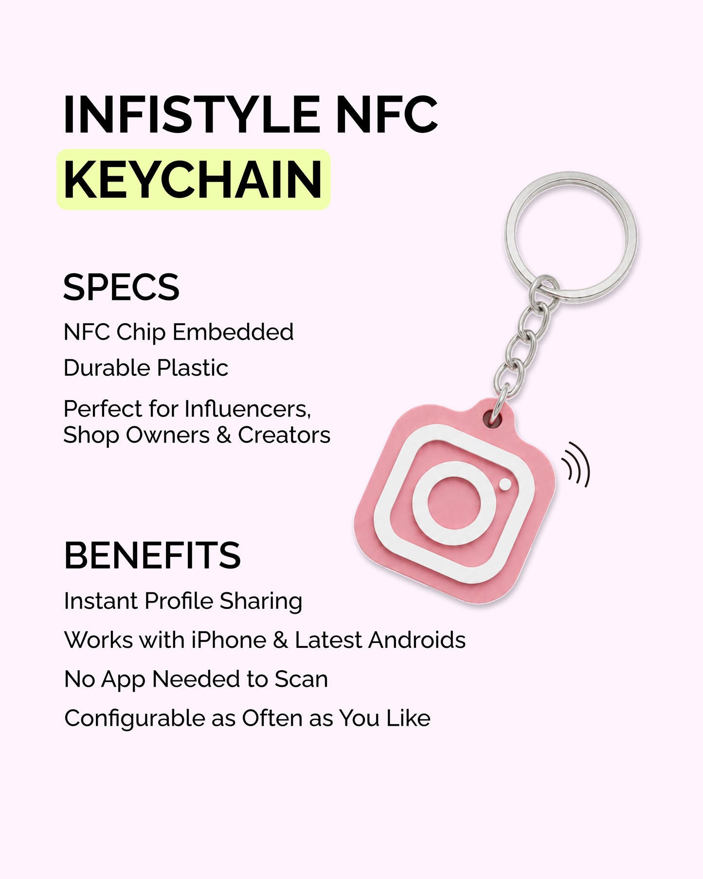 Custom 3D Printed NFC Instagram Keychain