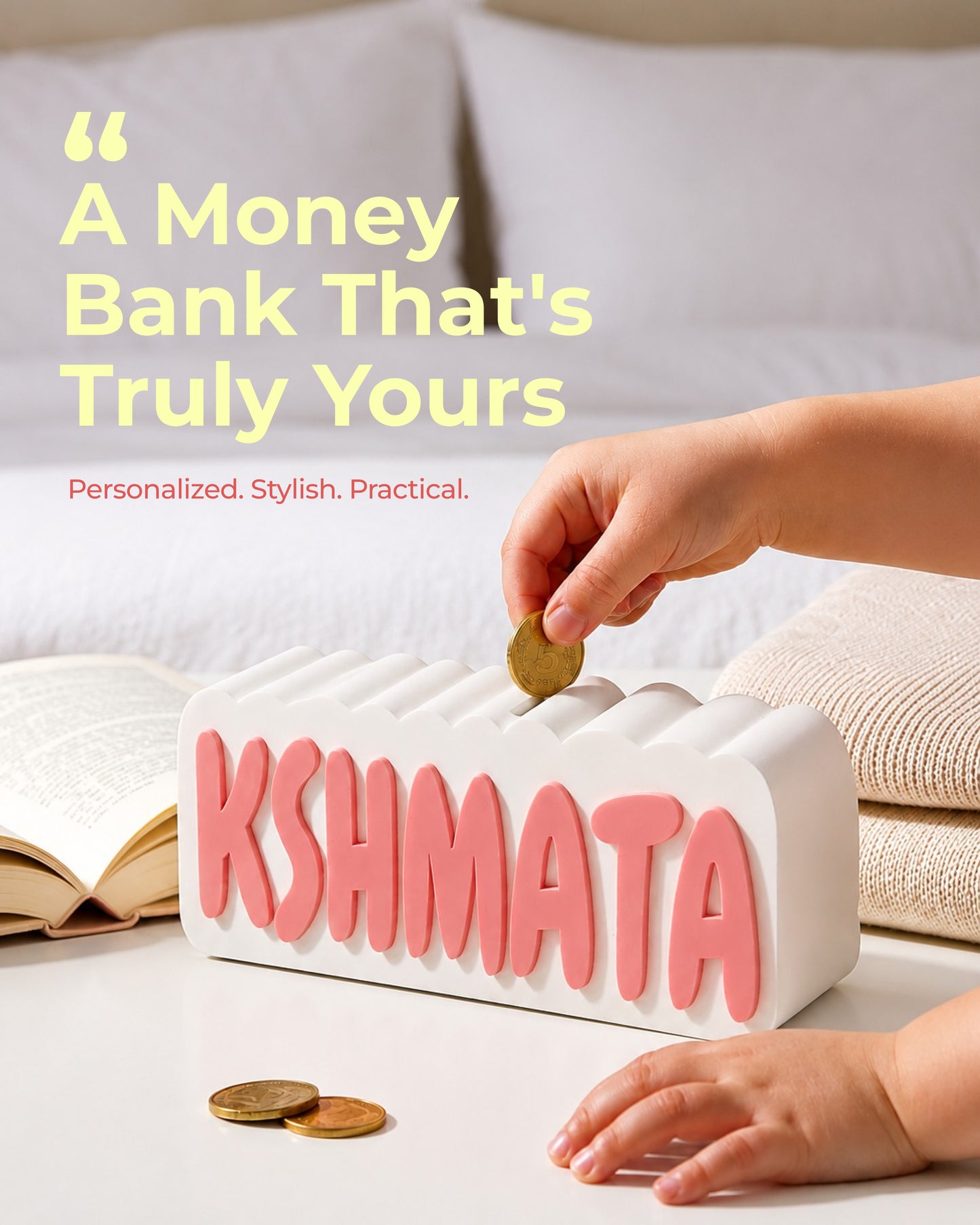 Personalised Name Piggy Bank | Custom 3D Printed Money Box for Kids & Gifting