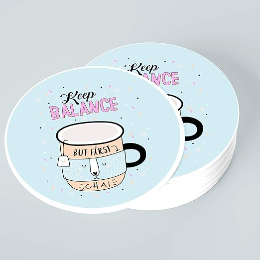 Tea Costers Keep Balance But First Chai Coasters Pack of 6