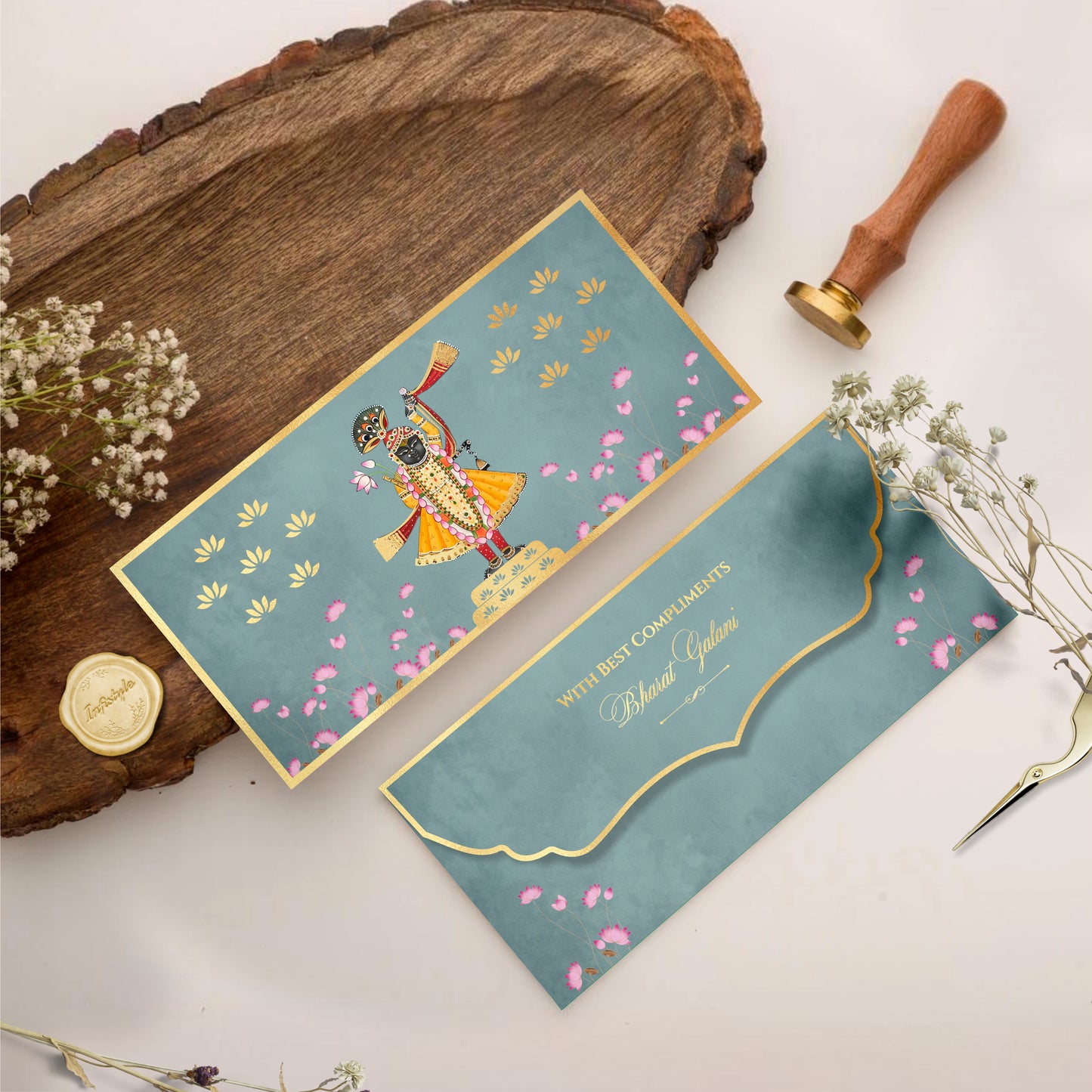 Luxury Money Envelope | Lotus Motif Luxe