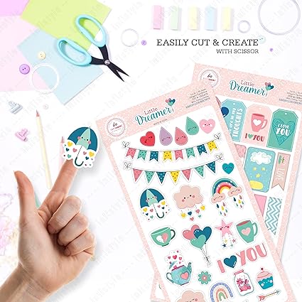 Little Dreamer Dreamer Scrapbook Die Cut Elements Sheet 2 Elements Sheet Embellishment Tag 300 GSM Sheets 6x12 inches