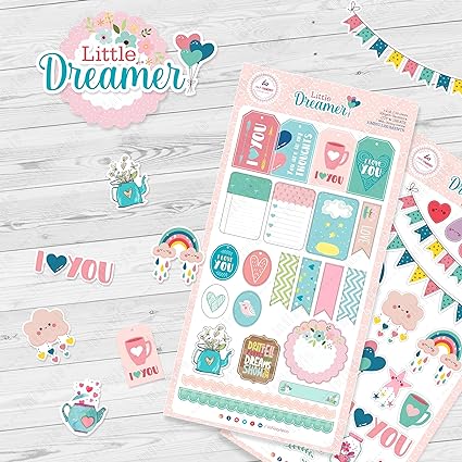 Little Dreamer Dreamer Scrapbook Die Cut Elements Sheet 2 Elements Sheet Embellishment Tag 300 GSM Sheets 6x12 inches