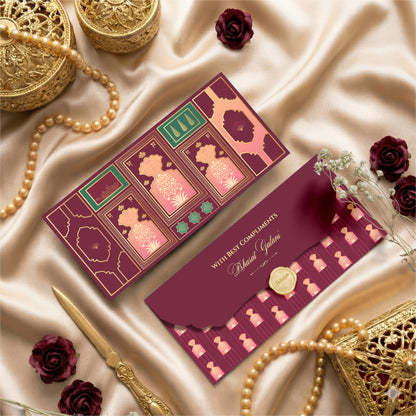 Luxury Money Envelope | Deep Maroon Motif